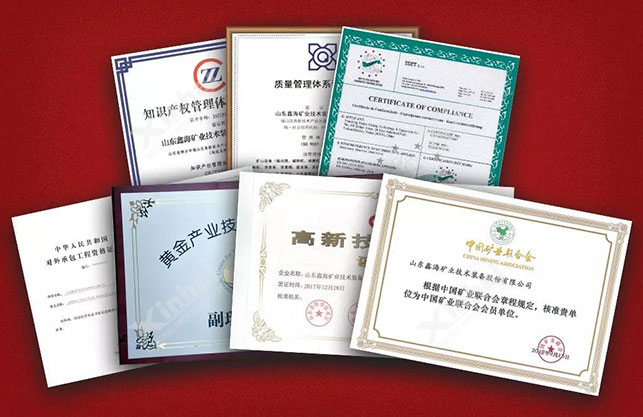 鑫海矿装部分证书和认证